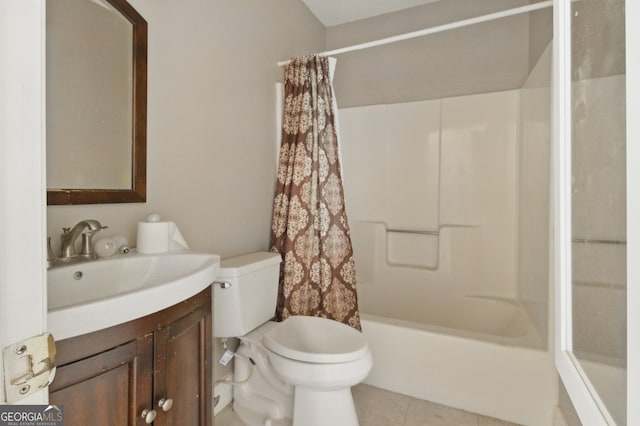 15635 US Highway 27 N, Hamilton, GA 31811 - full bath with vanity, shower / bathtub combination with curtain, tile patterned flooring, and toilet