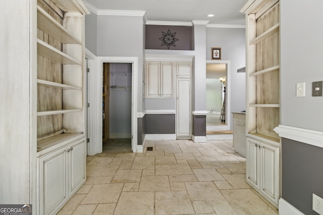 15635 US Highway 27 N, Hamilton, GA 31811 - hall with stone tile floors, recessed lighting, baseboards, and ornamental molding