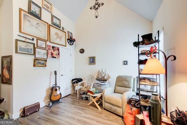51 Norton Ave, Acworth, GA 30101 - living area with high vaulted ceiling, light wood finished floors, and baseboards