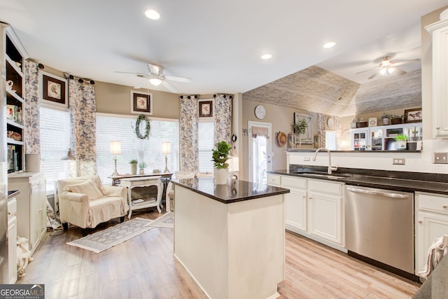 51 Norton Ave, Acworth, GA 30101 - kitchen with dishwasher, ceiling fan, a sink, open floor plan, and recessed lighting