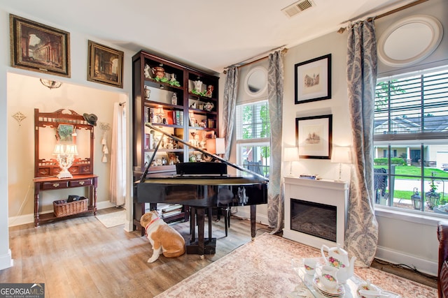 51 Norton Ave, Acworth, GA 30101 - sitting room with wood finished floors, baseboards, and a glass covered fireplace