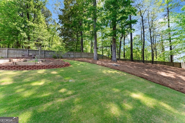 view of yard featuring a fenced backyard