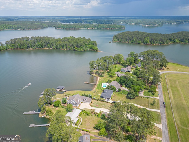 239 Lakeshore Cir, Milledgeville, GA 31061 - aerial view featuring a forest view and a water view