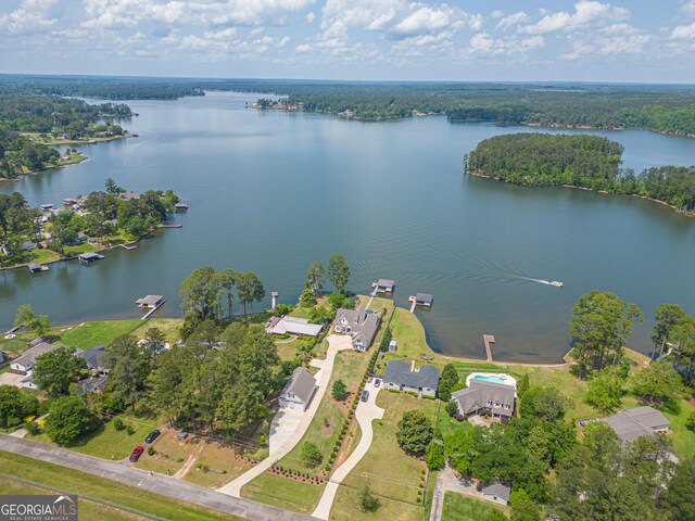 239 Lakeshore Cir, Milledgeville, GA 31061 - drone / aerial view featuring a water view