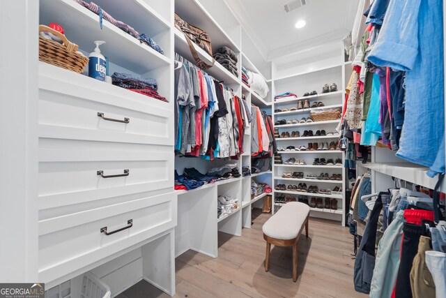 239 Lakeshore Cir, Milledgeville, GA 31061 - walk in closet with visible vents and light wood-style flooring