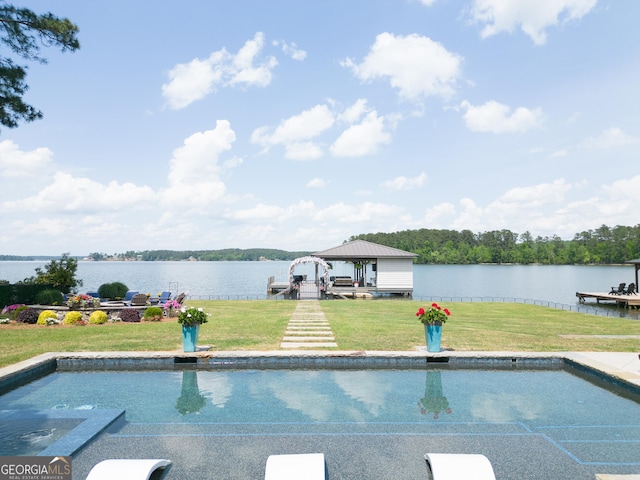 239 Lakeshore Cir, Milledgeville, GA 31061 - view of pool with a yard and a water view