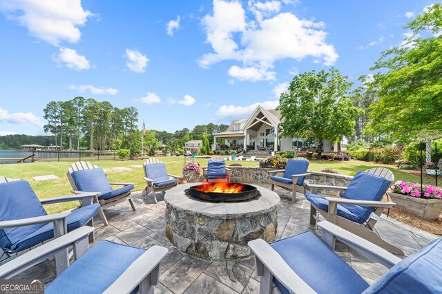 239 Lakeshore Cir, Milledgeville, GA 31061 - view of patio featuring an outdoor fire pit