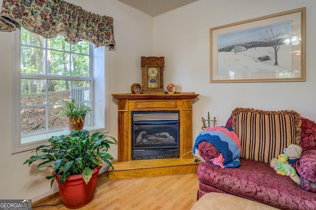 2000 Campbell Rd, Covington, GA 30014 - living area with wood finished floors and a fireplace with raised hearth