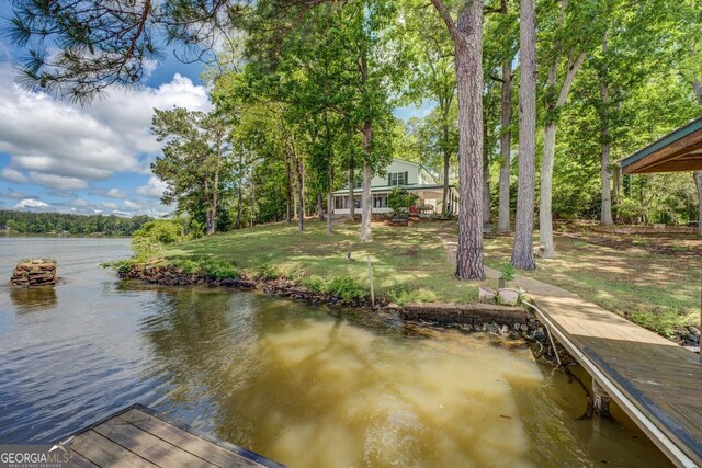 2000 Campbell Rd, Covington, GA 30014 - dock area featuring a water view and a yard