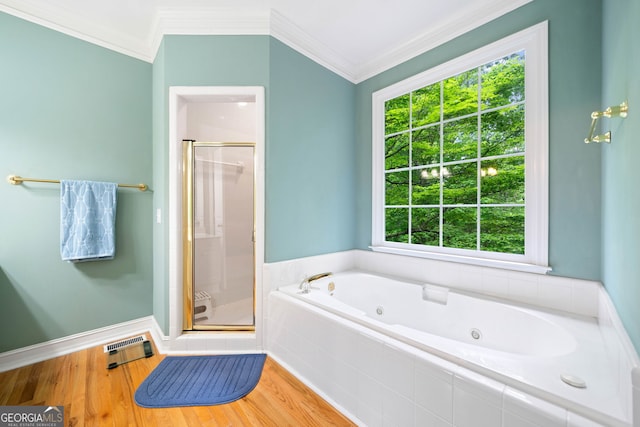 122 Woodstream Pt, Big Canoe, GA 30143 - full bathroom featuring crown molding, a healthy amount of sunlight, and a shower stall