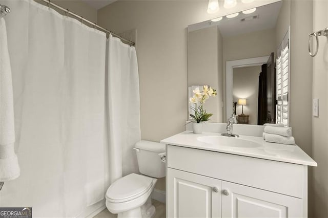 719 Hammond Dr, Woodstock, GA 30188 - bathroom with vanity and a shower with shower curtain