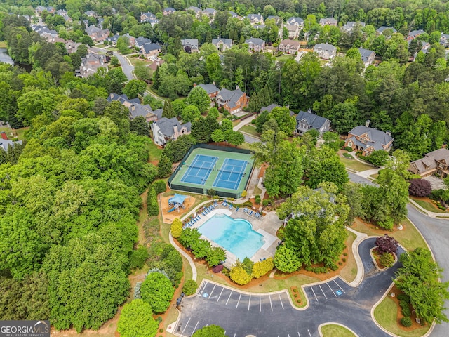 bird's eye view with a residential view