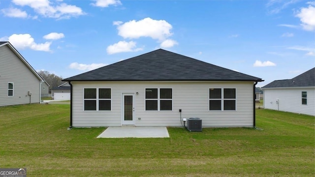 1400 Adirondac Way, Bonaire, GA 31005 - rear view of house featuring a lawn, roof with shingles, cooling unit, and a patio area