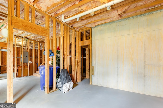 view of unfinished basement