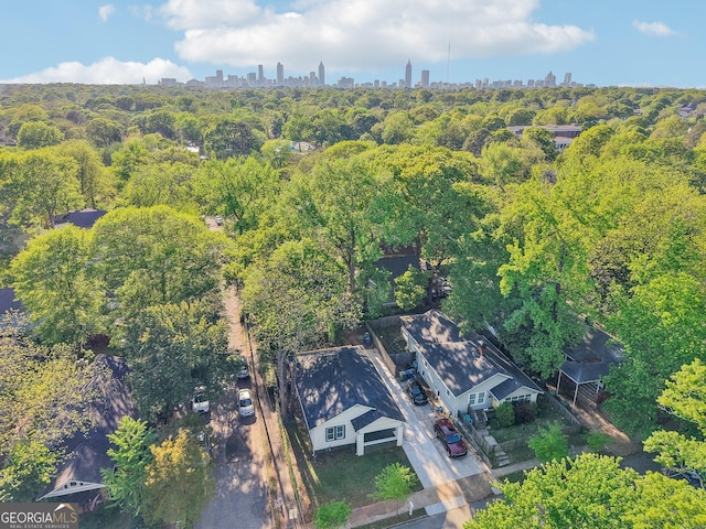 aerial view with a city view