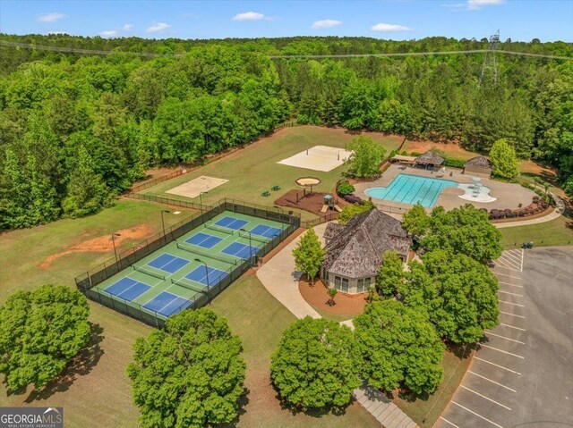 205 River Forest Dr, Forsyth, GA 31029 - drone / aerial view featuring a forest view