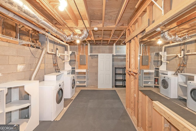 304 N Briar Rdg, Woodstock, GA 30189 - laundry area featuring laundry area, electric panel, and washer and dryer