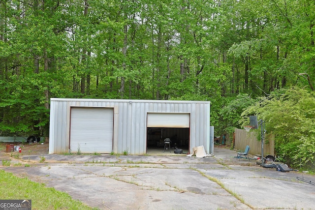 view of detached garage