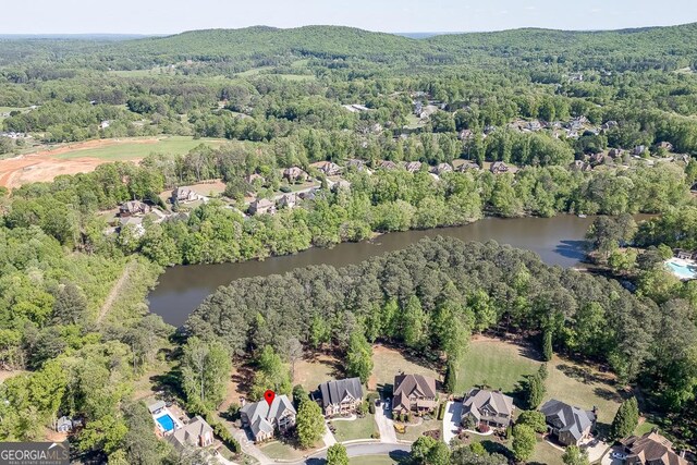 2930 Aquitania Ln, Cumming, GA 30040 - bird's eye view featuring a water view and a forest view