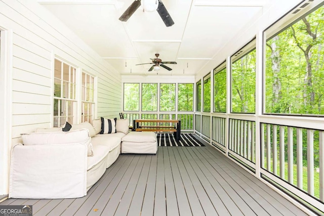 3380 Hill Forest Trl NW, Acworth, GA 30101 - sunroom with a ceiling fan