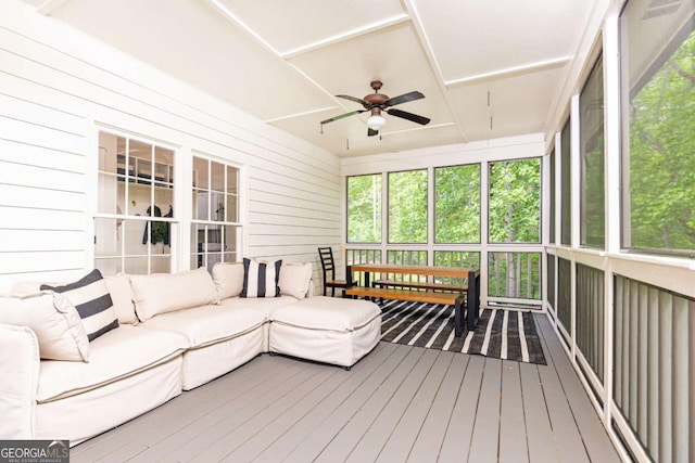 3380 Hill Forest Trl NW, Acworth, GA 30101 - sunroom / solarium with ceiling fan and an outdoor hangout area