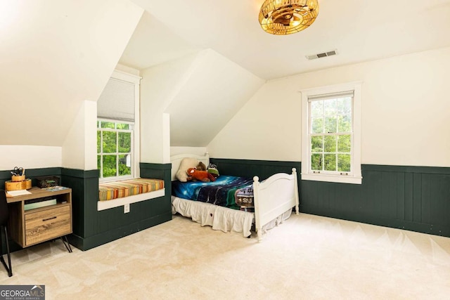 3380 Hill Forest Trl NW, Acworth, GA 30101 - bedroom with multiple windows, visible vents, wainscoting, and carpet