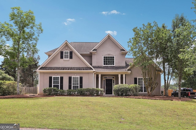 traditional-style home with stucco siding