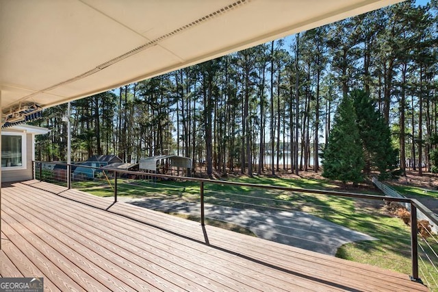 deck with a lawn
