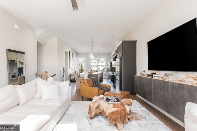 living area featuring wood finished floors