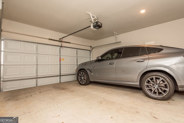 garage with a garage door opener