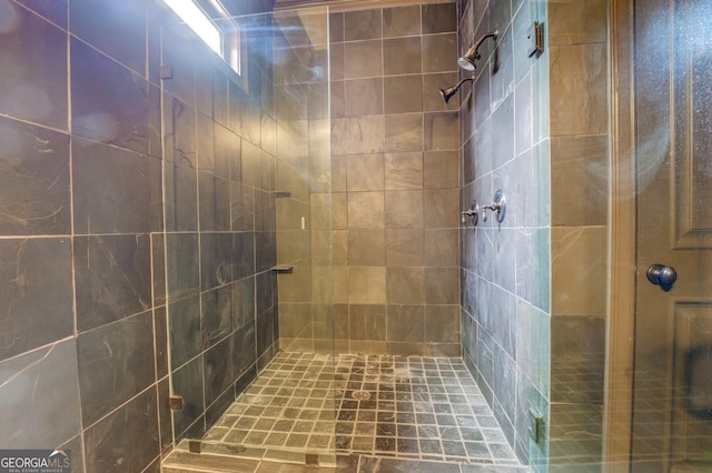 full bath with a shower stall