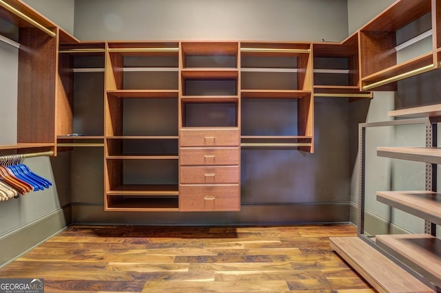 spacious closet featuring wood finished floors