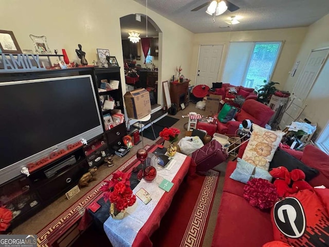 115 Sarsen Cir, Bogart, GA 30622 - living room featuring carpet flooring and a ceiling fan