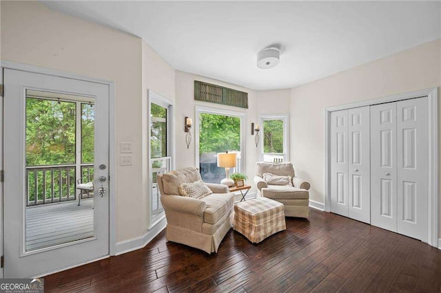 9310 Old Preserve Trl, Ball Ground, GA 30107 - sitting room featuring dark wood-style floors and healthy amount of natural light