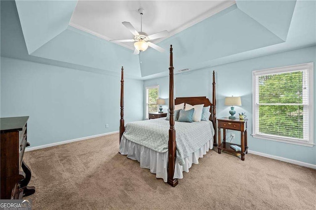 9310 Old Preserve Trl, Ball Ground, GA 30107 - bedroom featuring carpet flooring, a raised ceiling, and ceiling fan