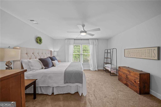 9310 Old Preserve Trl, Ball Ground, GA 30107 - carpeted bedroom with a ceiling fan, baseboards, and visible vents