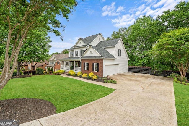 9310 Old Preserve Trl, Ball Ground, GA 30107 - view of front of house featuring concrete driveway, brick siding, roof with shingles, a garage, and a porch
