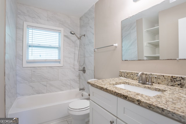 2041 W Flat Shoals Ter, Decatur, GA 30034 - bathroom featuring toilet,  shower combination, and vanity