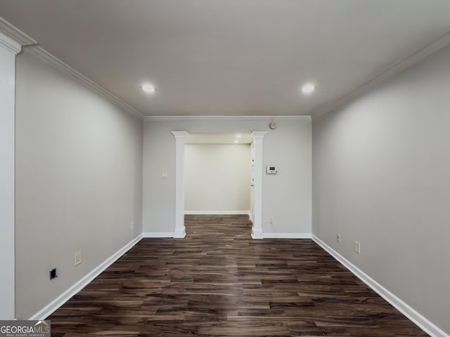 3301 Henderson Mill Rd Unit D3, Atlanta, GA 30341 - empty room featuring crown molding, recessed lighting, baseboards, and dark wood finished floors