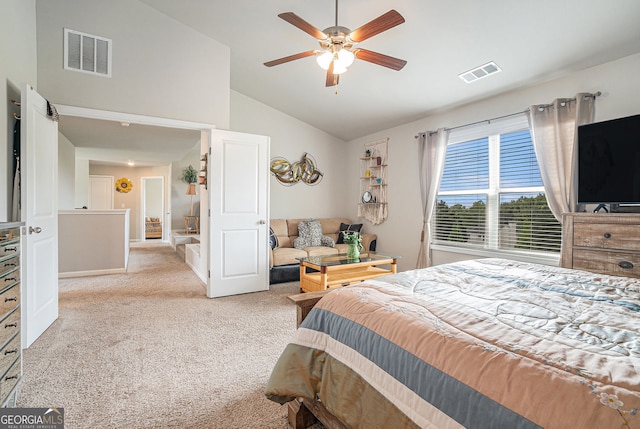 3399 In Bloom Way, Auburn, GA 30011 - bedroom featuring vaulted ceiling, light carpet, and a ceiling fan