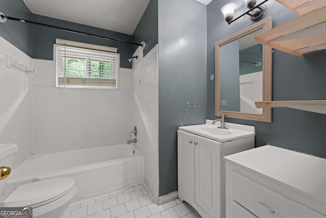 2823 Connally Dr SW, Atlanta, GA 30311 - bathroom featuring washtub / shower combination, vanity, toilet, and tile patterned floors