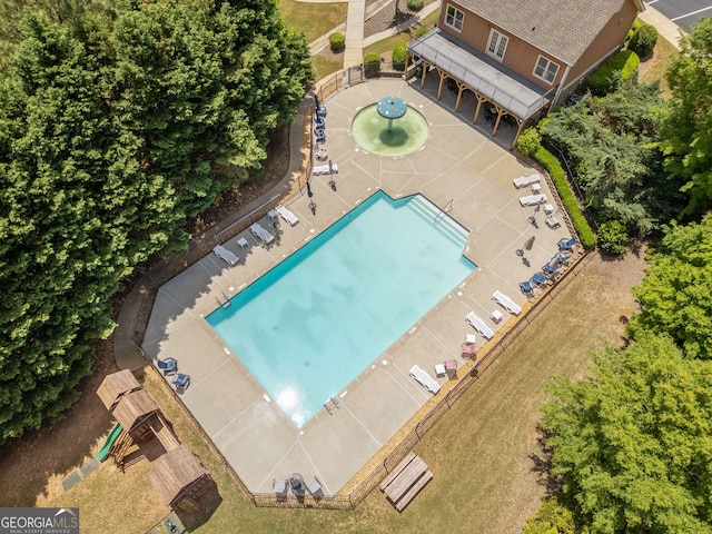 bird's eye view of a pool