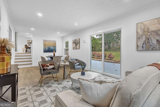 3182 Wakefield Dr, Decatur, GA 30034 - living area with recessed lighting, stairway, and wood finished floors