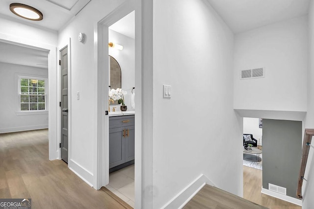 3182 Wakefield Dr, Decatur, GA 30034 - hallway with light wood finished floors, visible vents, and baseboards
