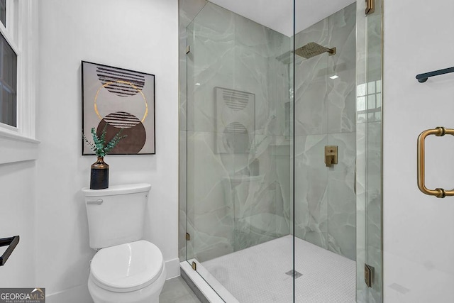 3182 Wakefield Dr, Decatur, GA 30034 - bathroom with toilet, a shower stall, and baseboards