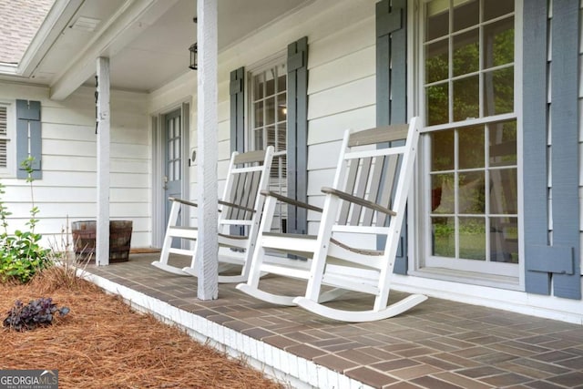 exterior space featuring covered porch