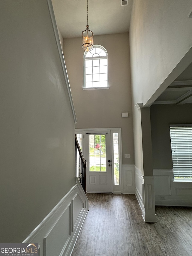 3592 Hancock Vw, Decatur, GA 30034 - entrance foyer featuring a decorative wall, stairway, wood finished floors, and plenty of natural light