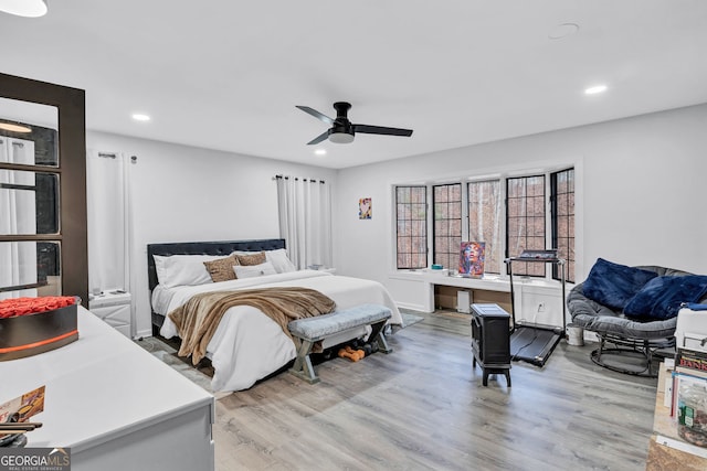 4220 Chapel Hill Farms Dr, Douglasville, GA 30135 - bedroom featuring light wood-type flooring, recessed lighting, and ceiling fan