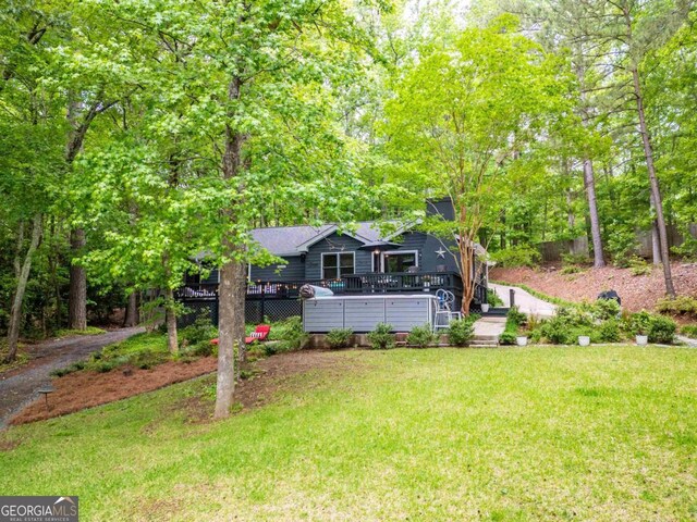 1860 Apalachee Woods Trl, Buckhead, GA 30625 - view of yard featuring a wooden deck
