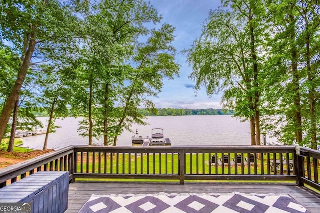 1860 Apalachee Woods Trl, Buckhead, GA 30625 - wooden terrace with a water view